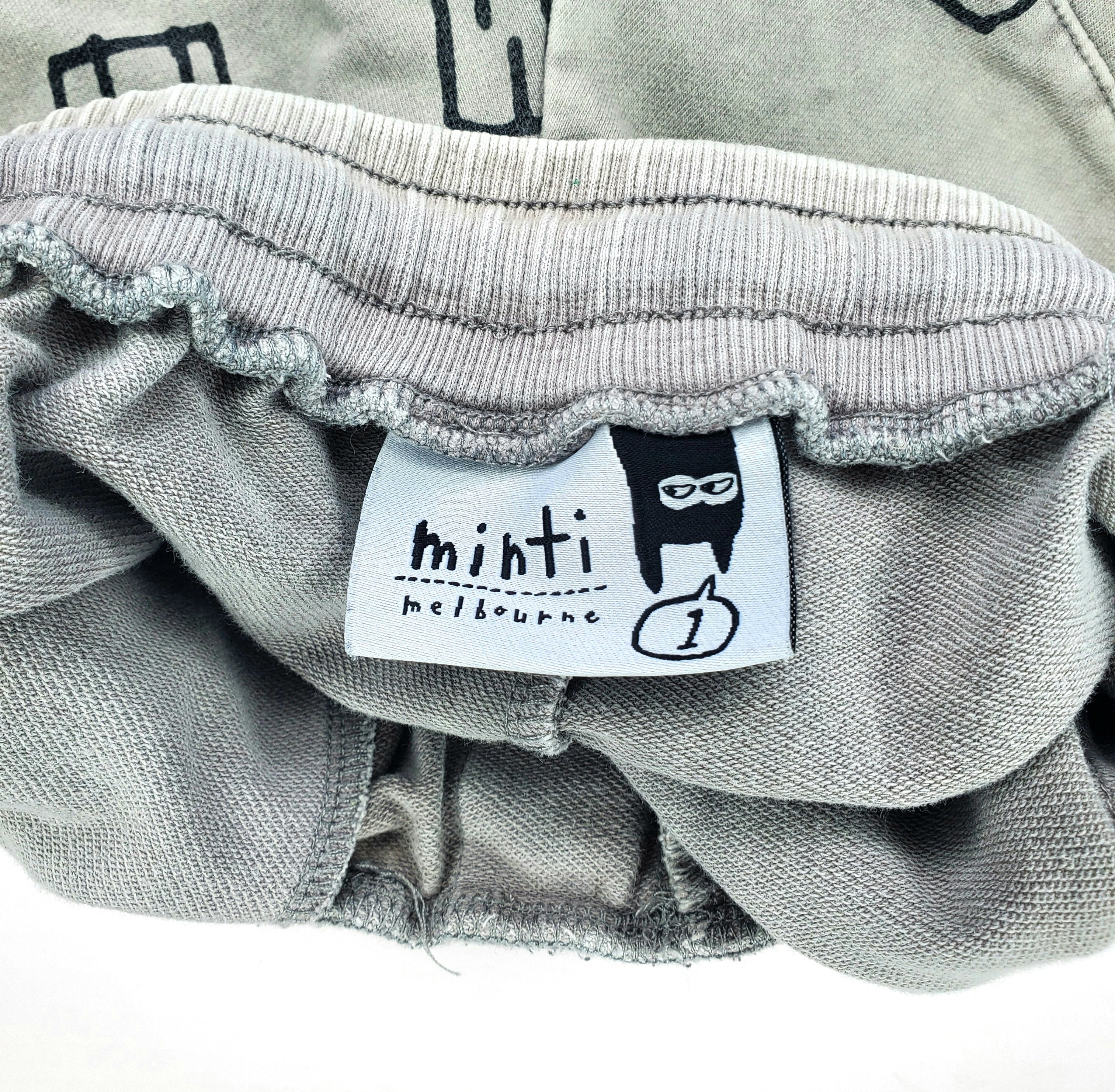 Minti Sketched Logo Shorts (Size 1 year)
