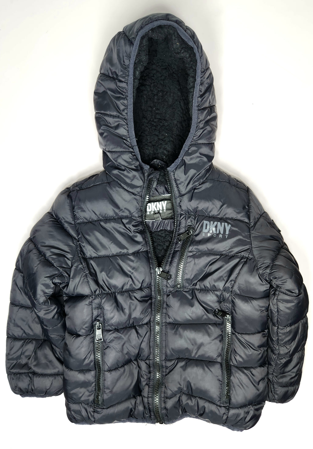 DKNY Sport Full Zip Sherpa Hooded Jacket (Size 4 years)