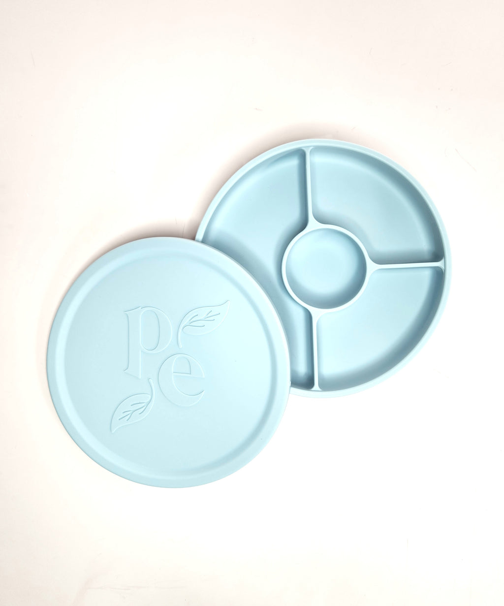 Petite Eats Large Silicone Suction Plate with Lid