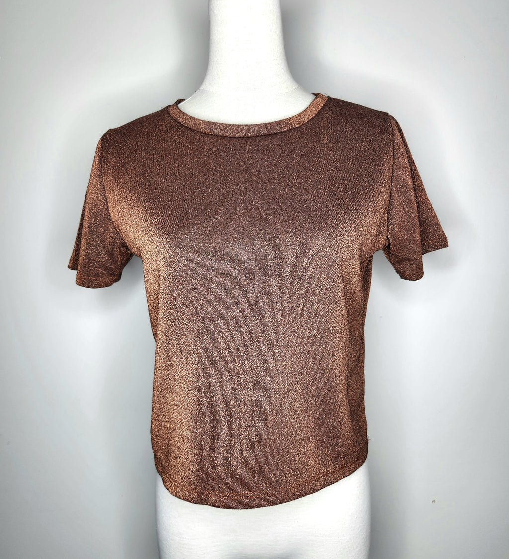 Pull & Bear Metallised Fibre Top (Size 10)