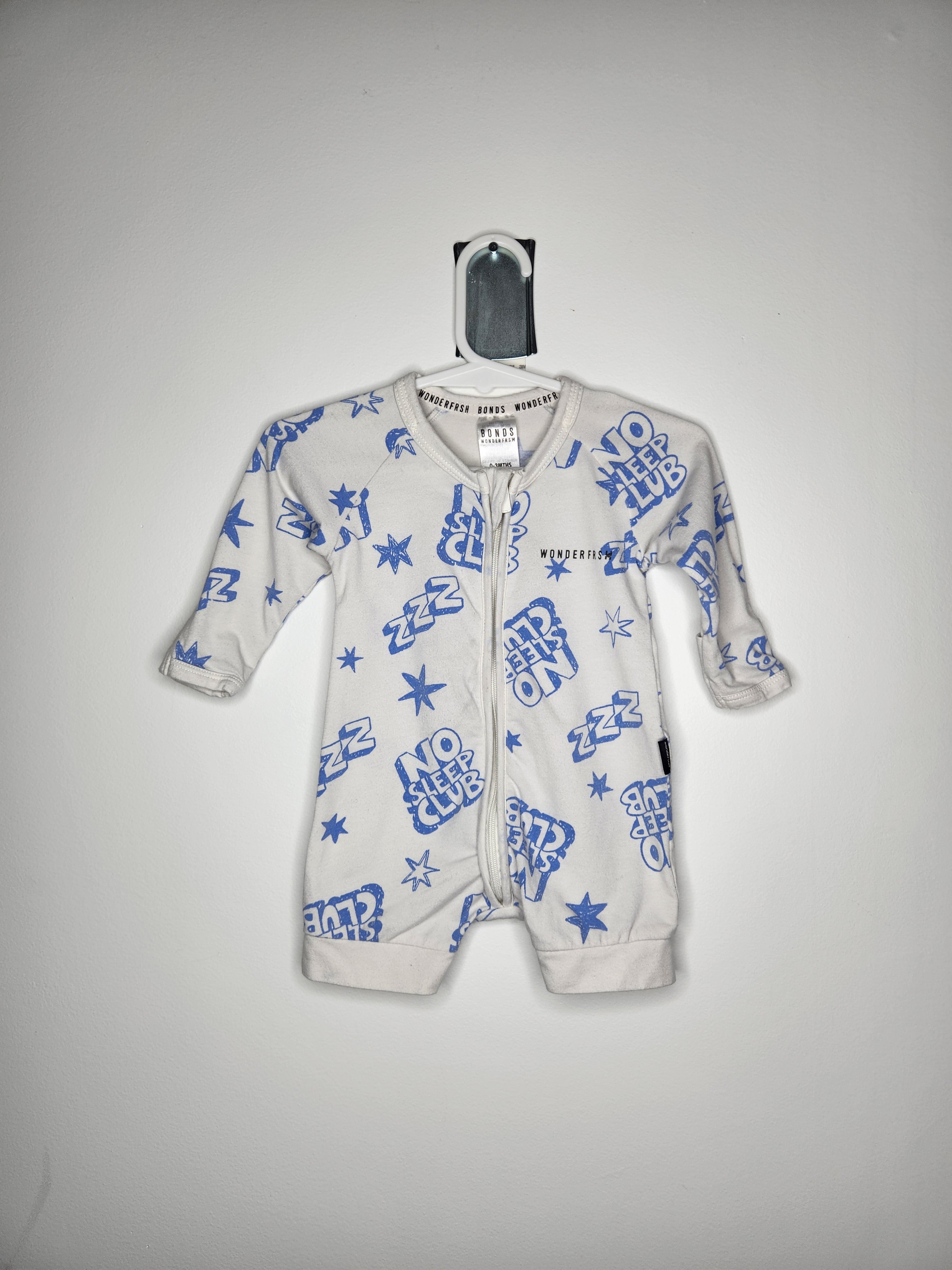 Bonds No Sleep Club Wondersuit Romper (Size 0-3m)