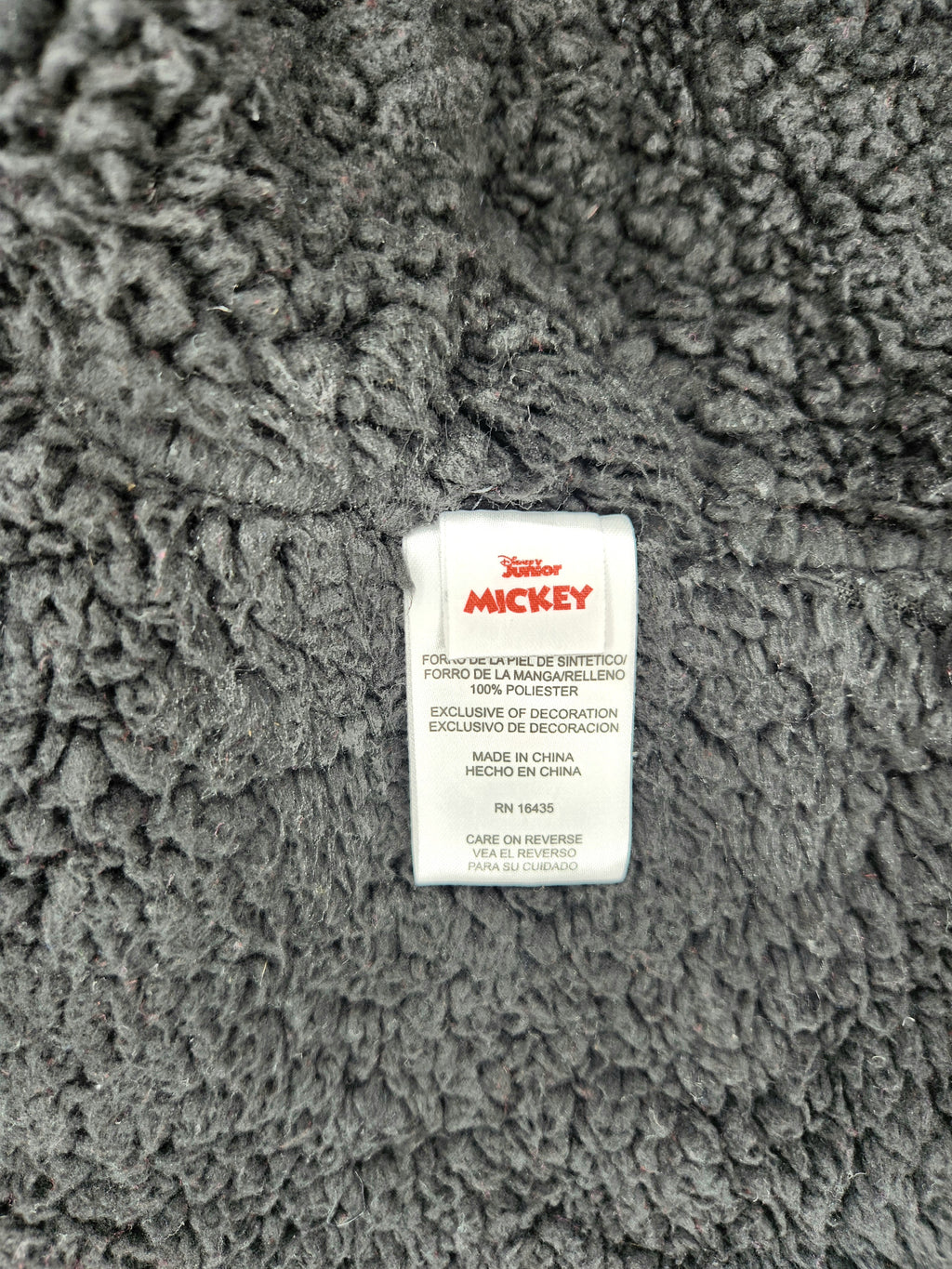 Disney Jnr Mickey Mouse Sherpa Lined Hooded Jacket (Size 12-18m)