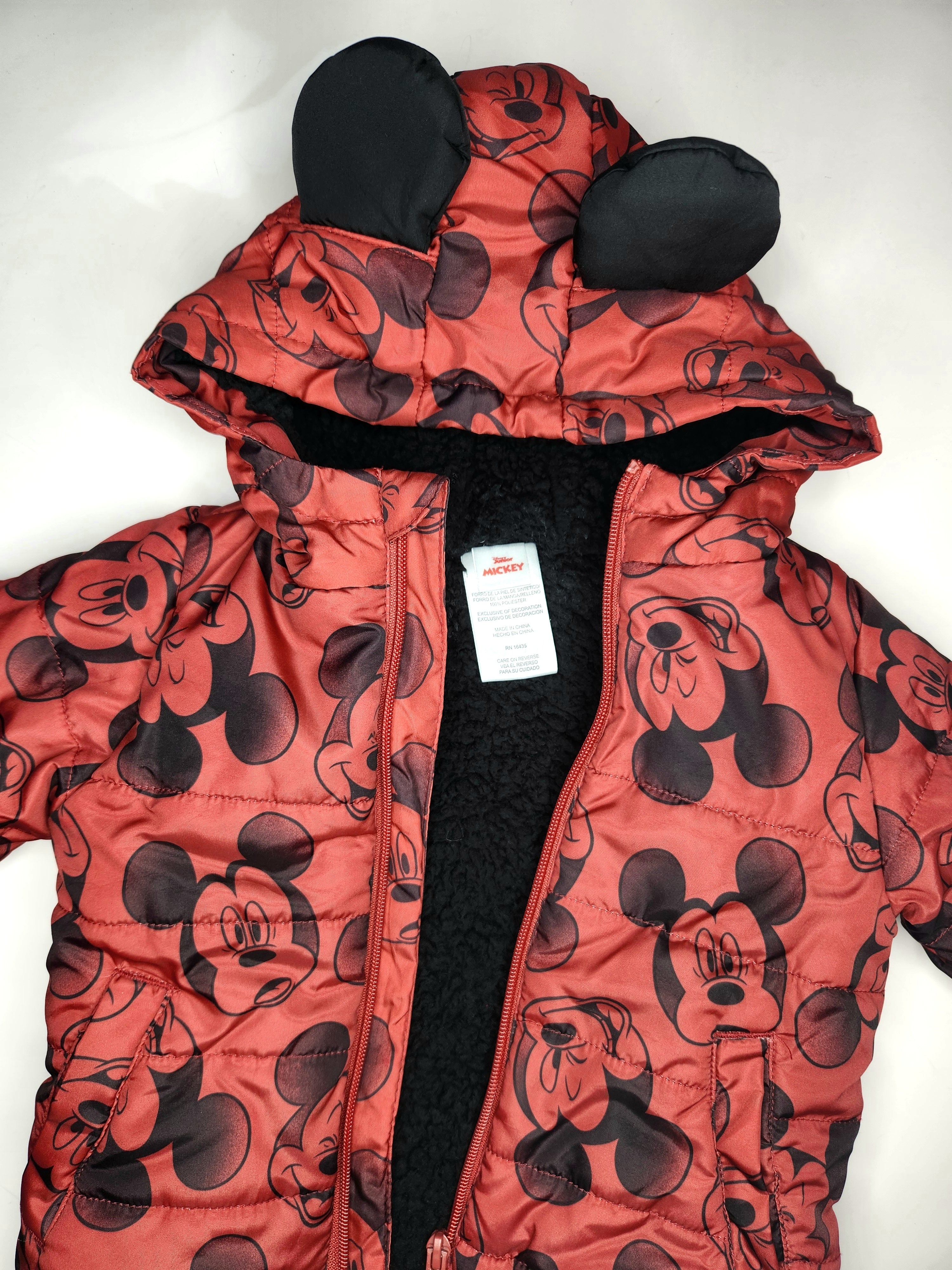 Disney Jnr Mickey Mouse Sherpa Lined Hooded Jacket (Size 12-18m)