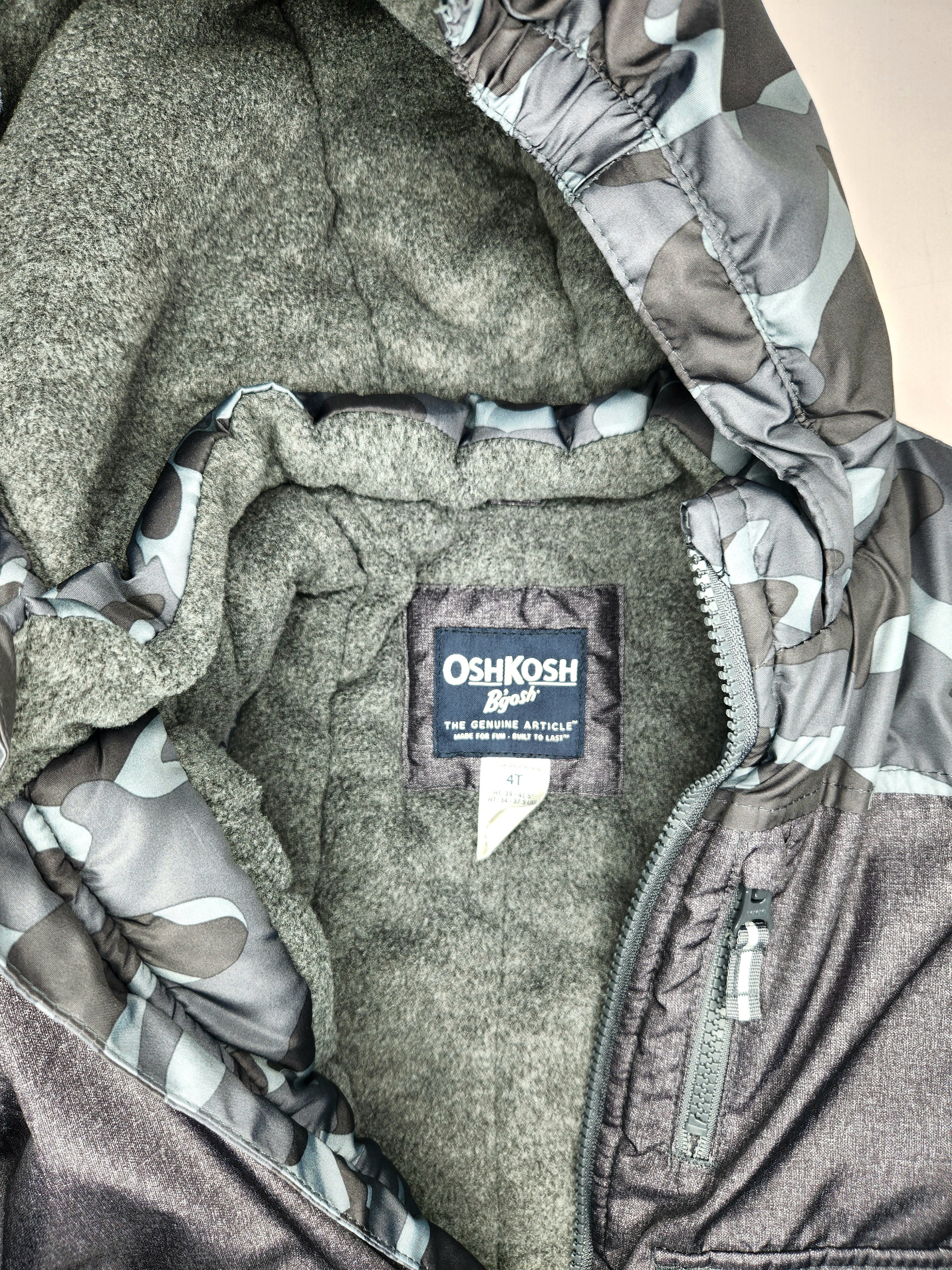 Oshkosh B'gosh Camouflage Fleece Lined Hooded Jacket (Size 4 years)