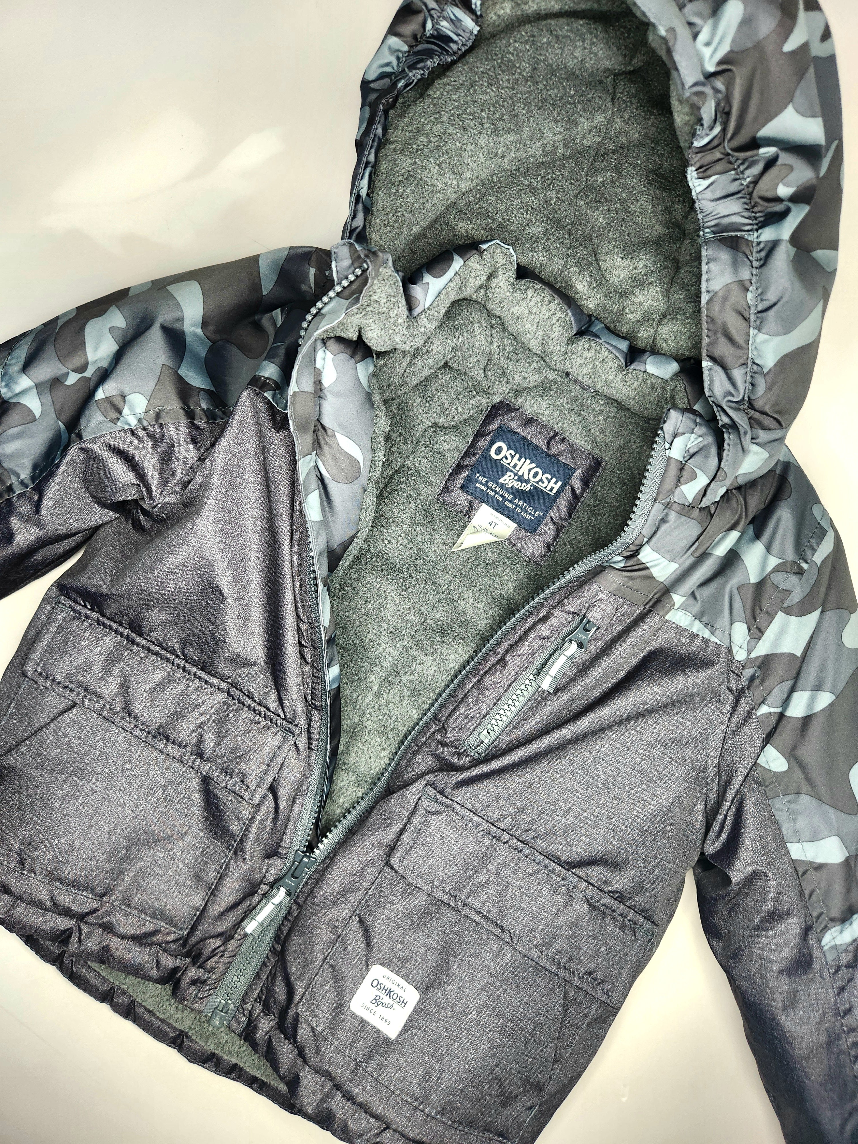 Oshkosh B'gosh Camouflage Fleece Lined Hooded Jacket (Size 4 years)