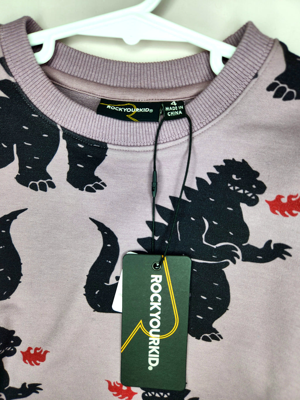 Rock Your Kid Graphic Godzilla Print Sweatshirt NEW (Size 4 years)