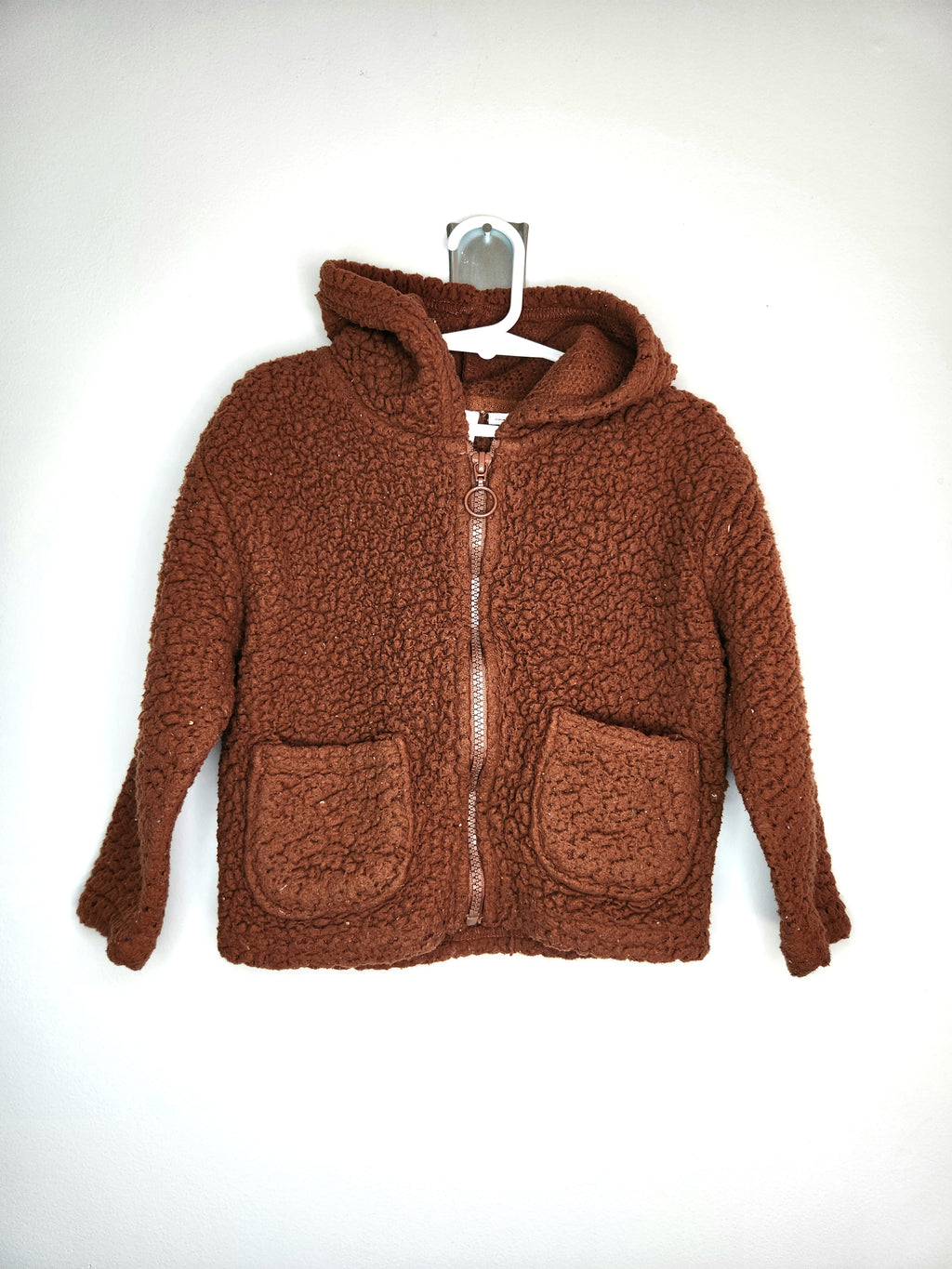Mini Mango Full Zip Hooded Sherpa Jacket (Size 2 years)