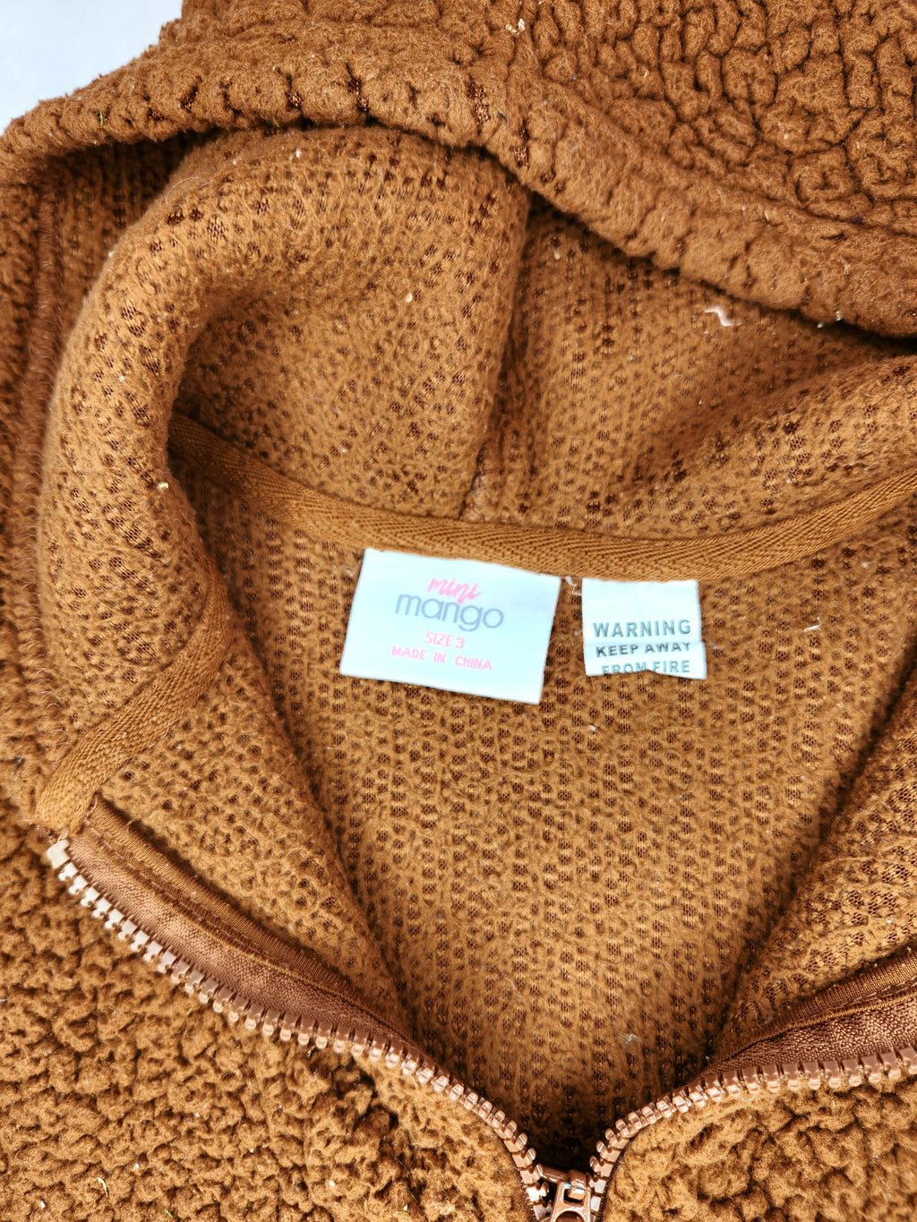 Mini Mango Full Zip Hooded Sherpa Jacket (Size 2 years)