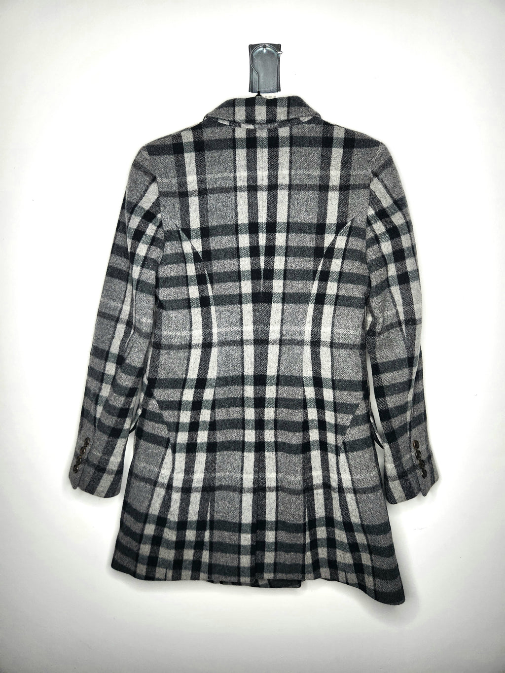 Bean Pole Designer Wool Blend Plaid Collared Coat (Size 8)