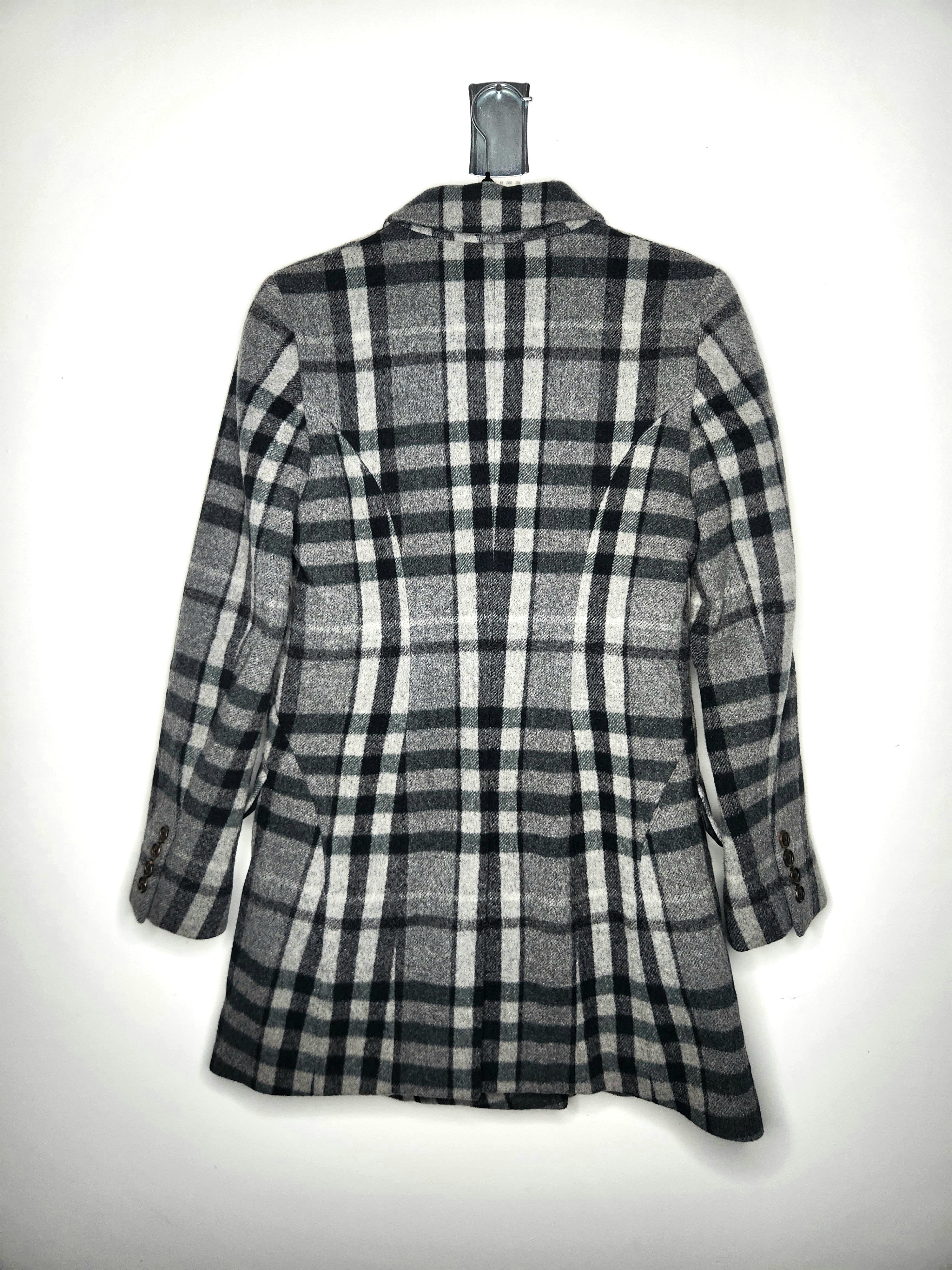 Bean Pole Designer Wool Blend Plaid Collared Coat (Size 8)