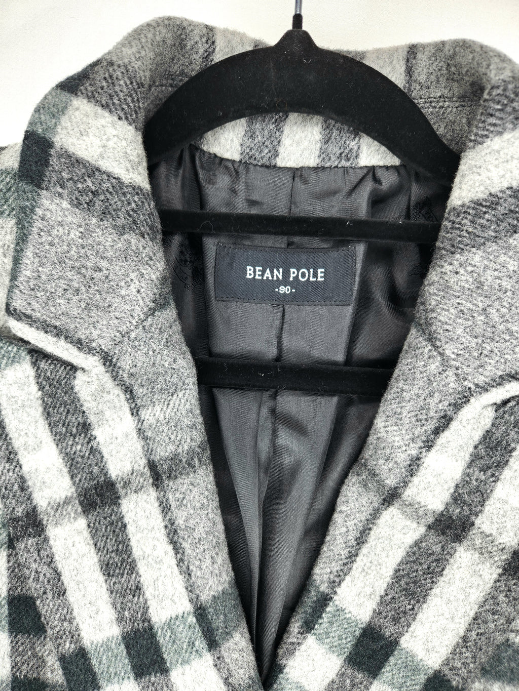 Bean Pole Designer Wool Blend Plaid Collared Coat (Size 8)