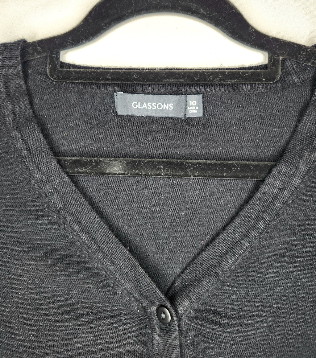 Glassons Fine Knit Button Front V-Neck Cardigan (Size 10)