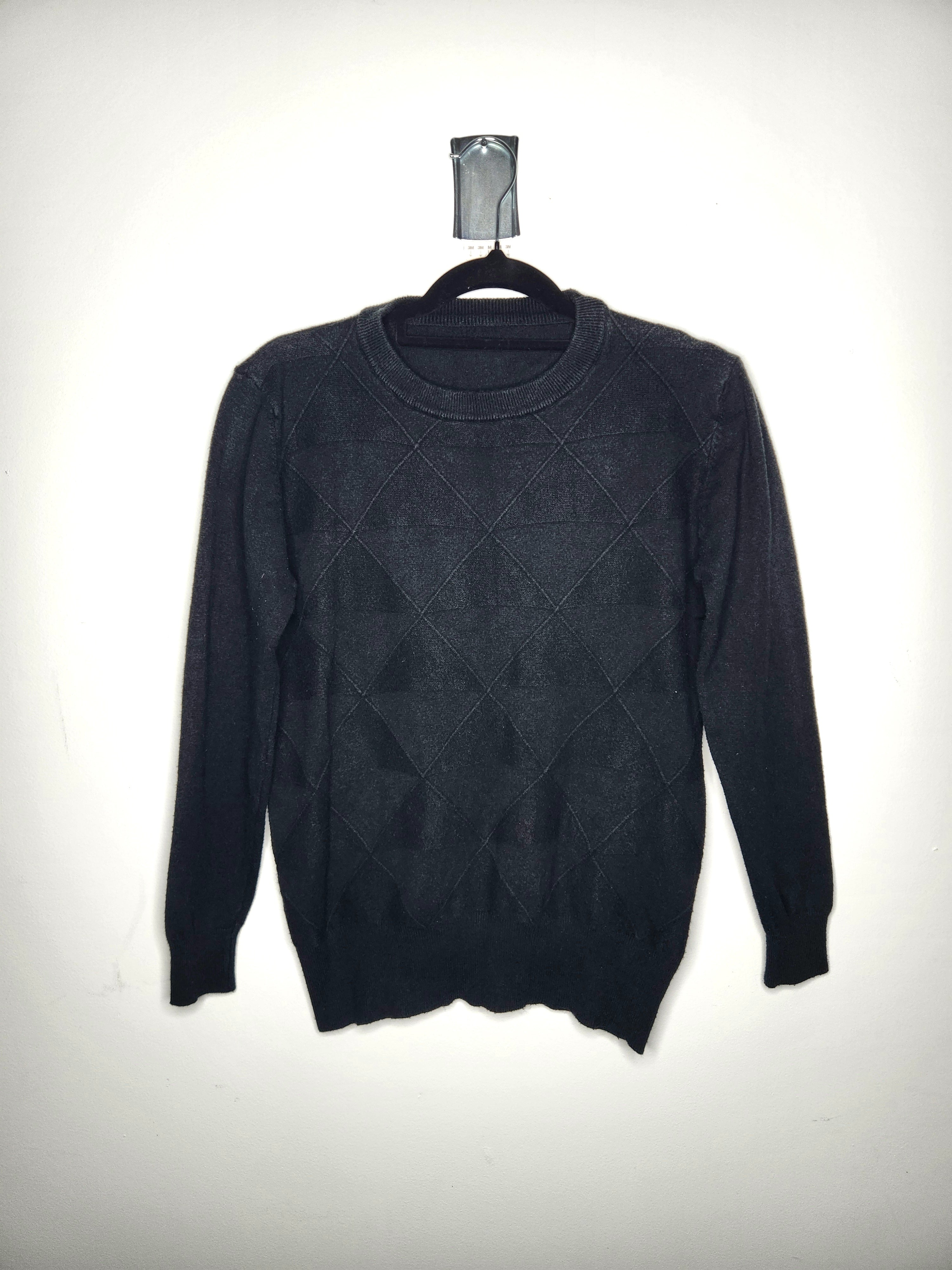 Argyle Wool Blend Knit Top Long Sleeve Crew Neck Sweater (Size 8)