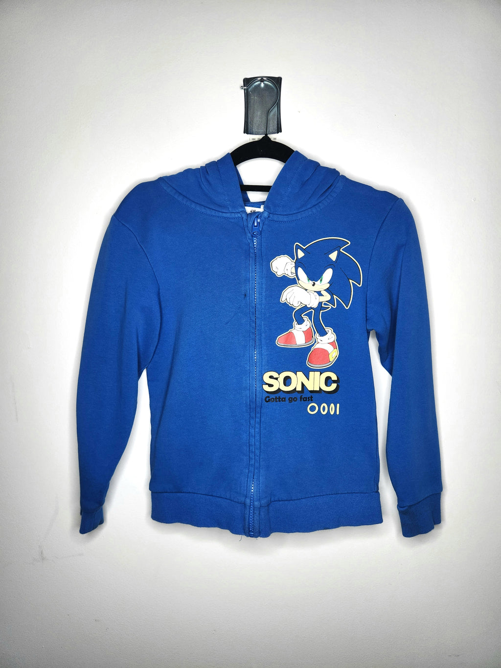 H&M Licensed Sonic the Hedgehog Full Zip Hooded Sweatshirt with 3D Ears (Size 7 years)