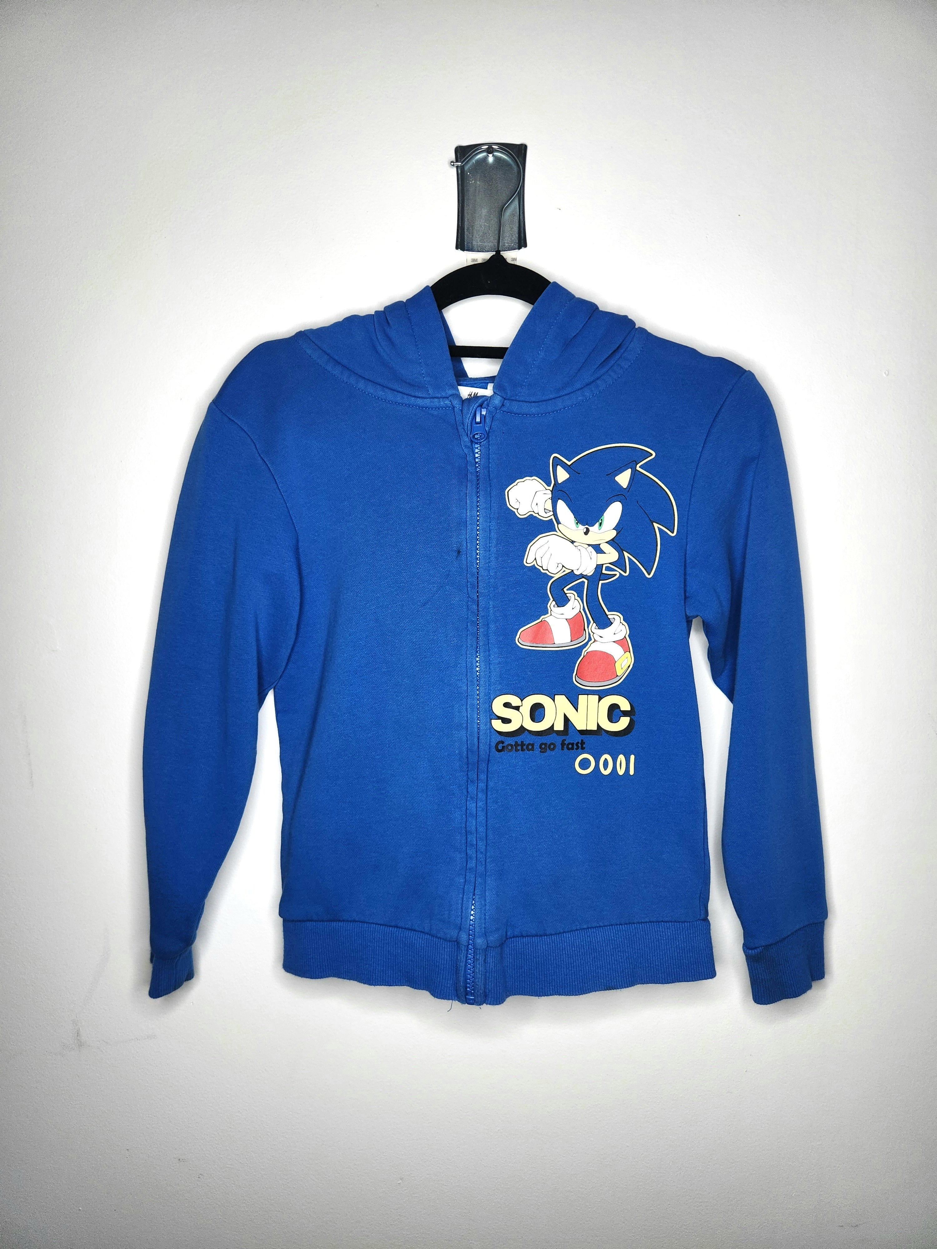 H&M Licensed Sonic the Hedgehog Full Zip Hooded Sweatshirt with 3D Ears (Size 7 years)