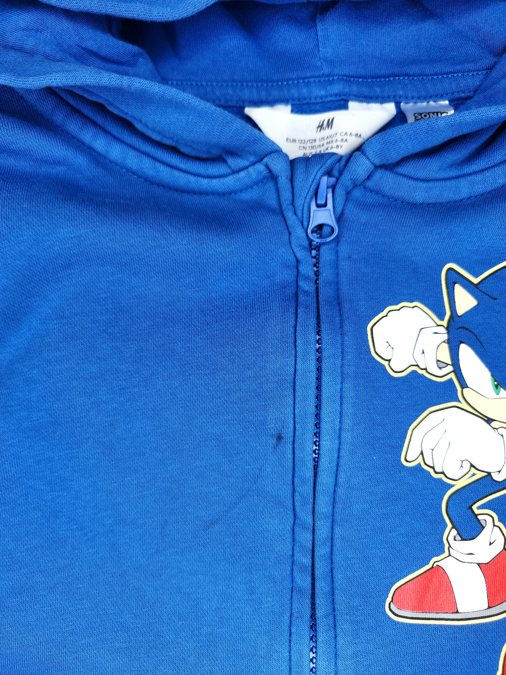 H&M Licensed Sonic the Hedgehog Full Zip Hooded Sweatshirt with 3D Ears (Size 7 years)