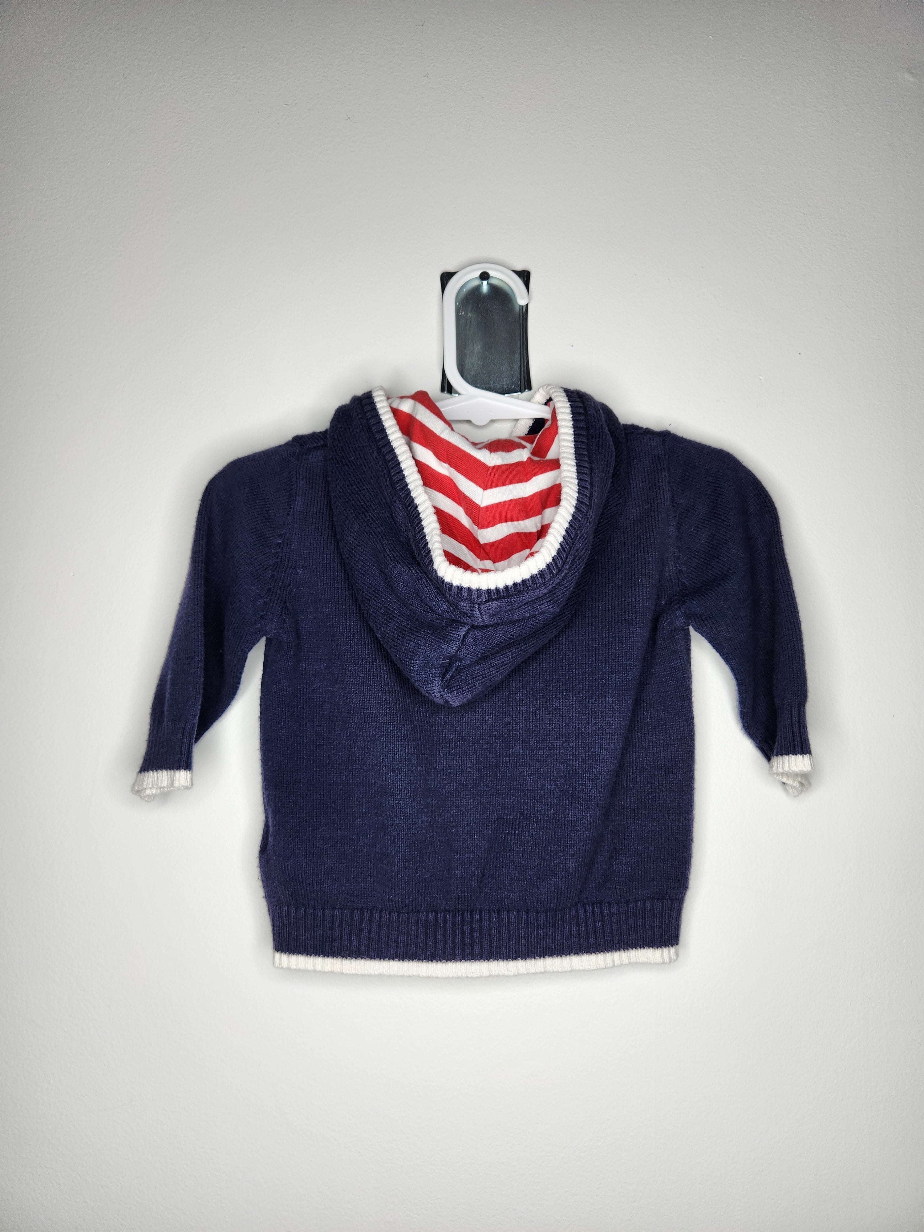 PLACE Nautical Zip-up Knit Hooded Sweater Jacket (Size 3-6m)