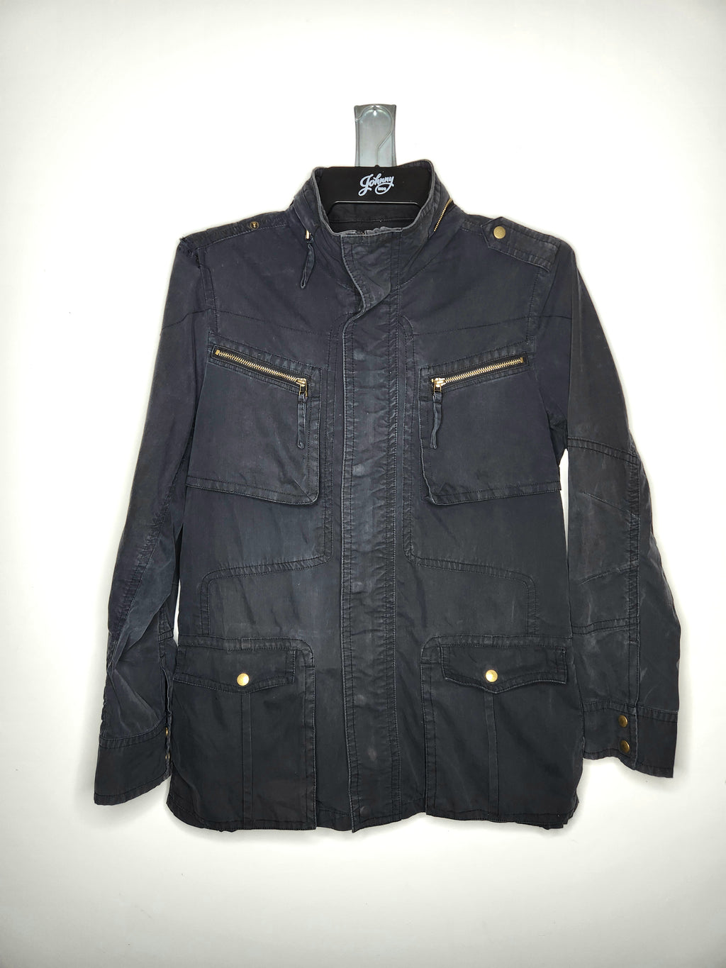 FGX Men East Village Military Field Jacket Utility Coat with Concealed Hood (Size L)