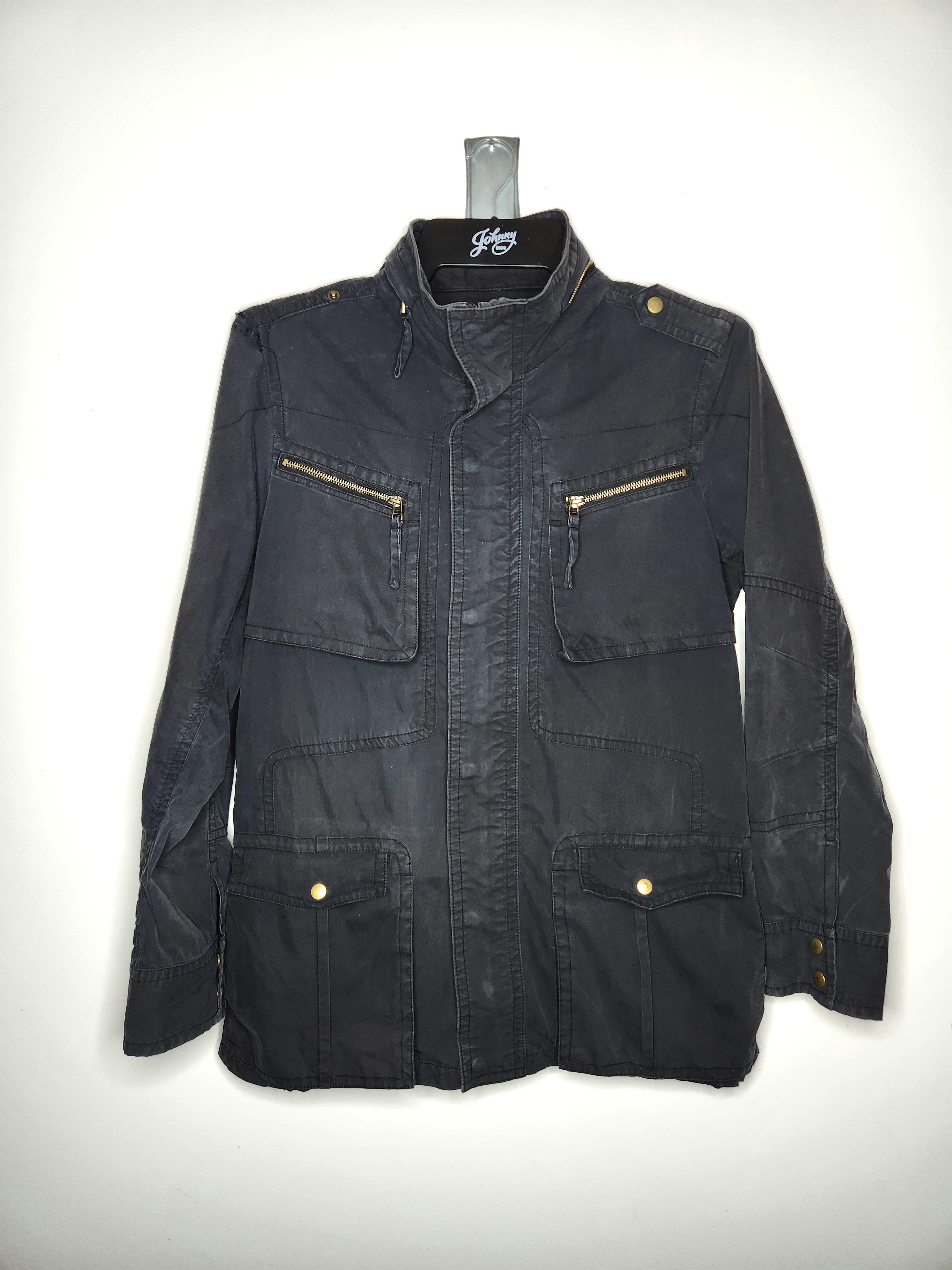 FGX Men East Village Military Field Jacket Utility Coat with Concealed Hood (Size L)