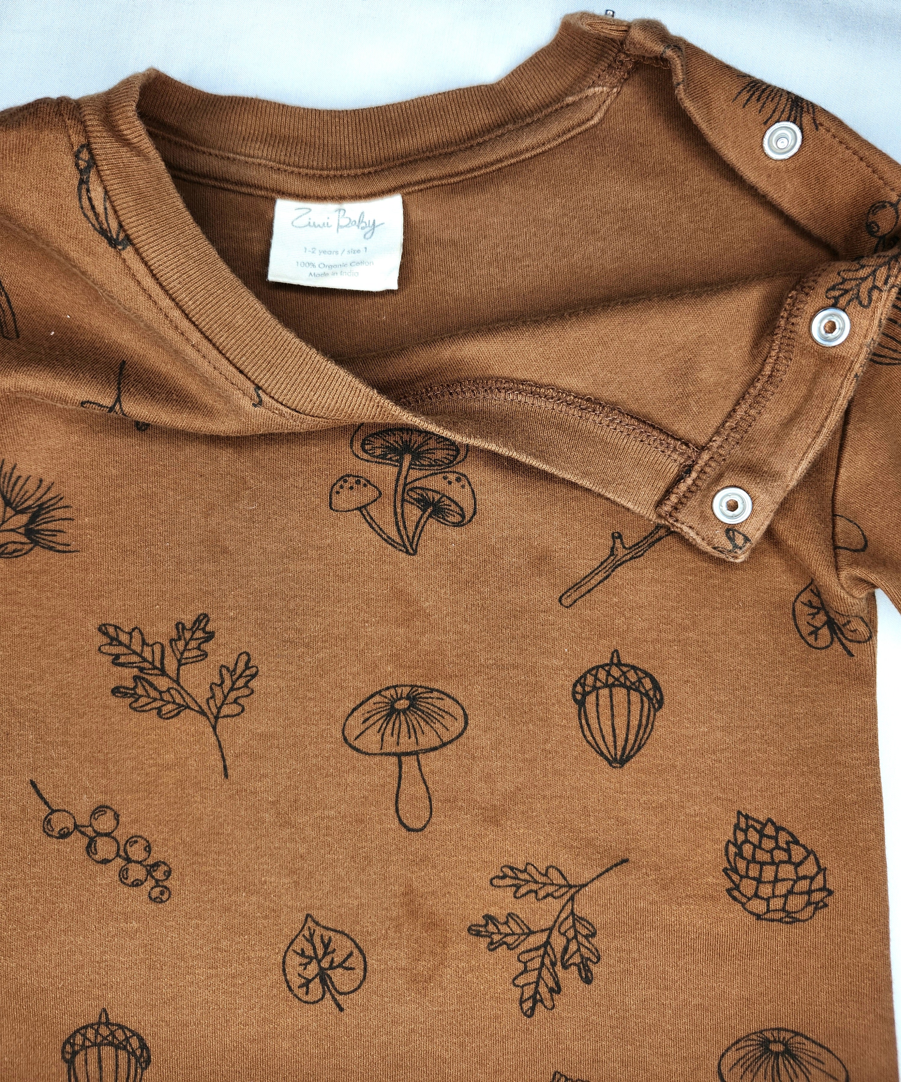 Ziwi Baby Organic Cotton Forest Tee with Shoulder Snap Buttons (Size 12-18m)