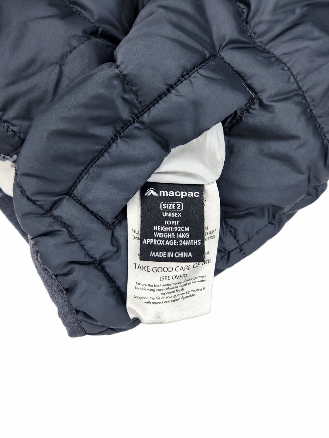 Macpac Reversible Duck Down Puffer Vest (Size 2 years)