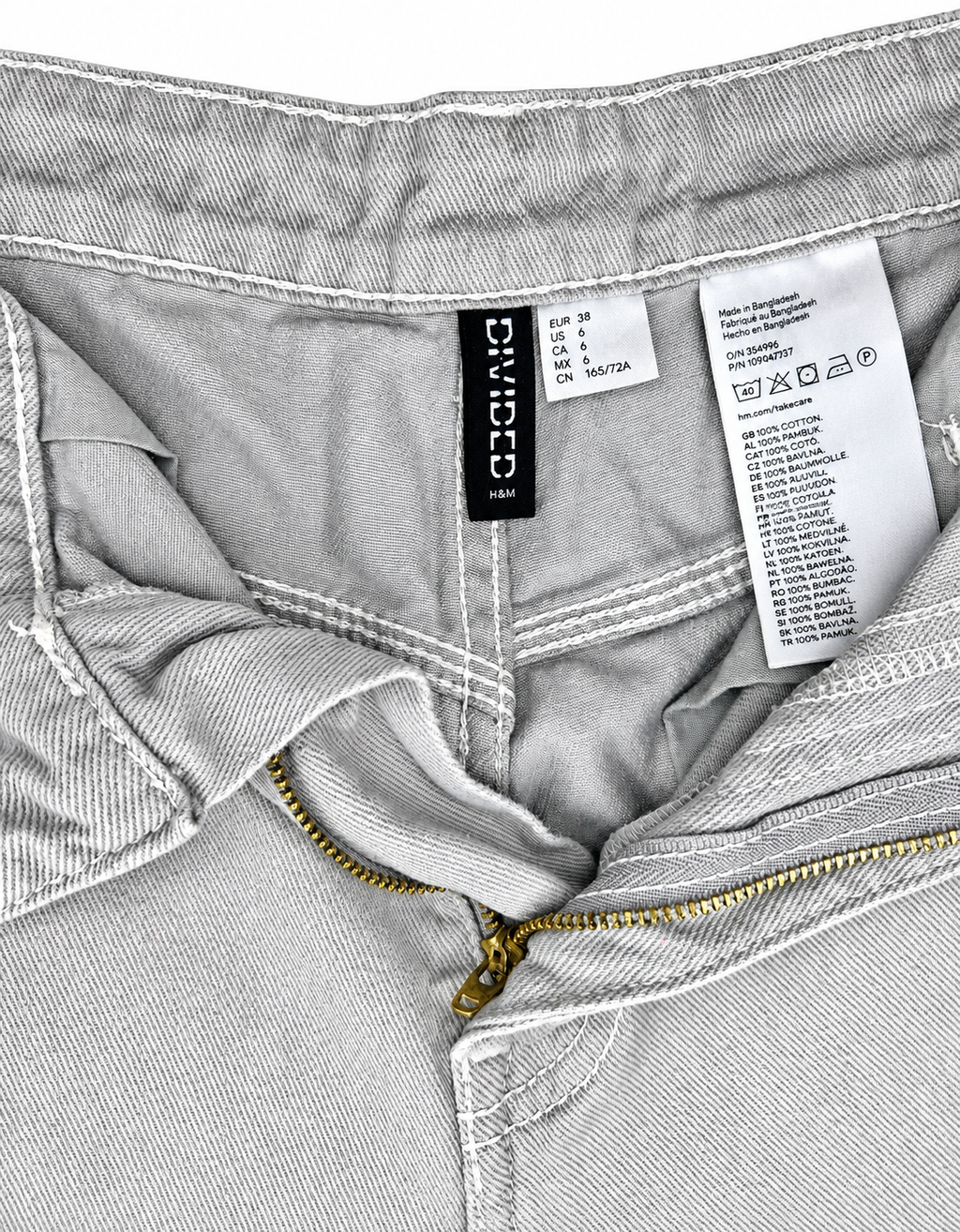H&M Divided Straight Leg Y2K Style Cargo Trousers, 90s Style Utility Pants (Size 6)