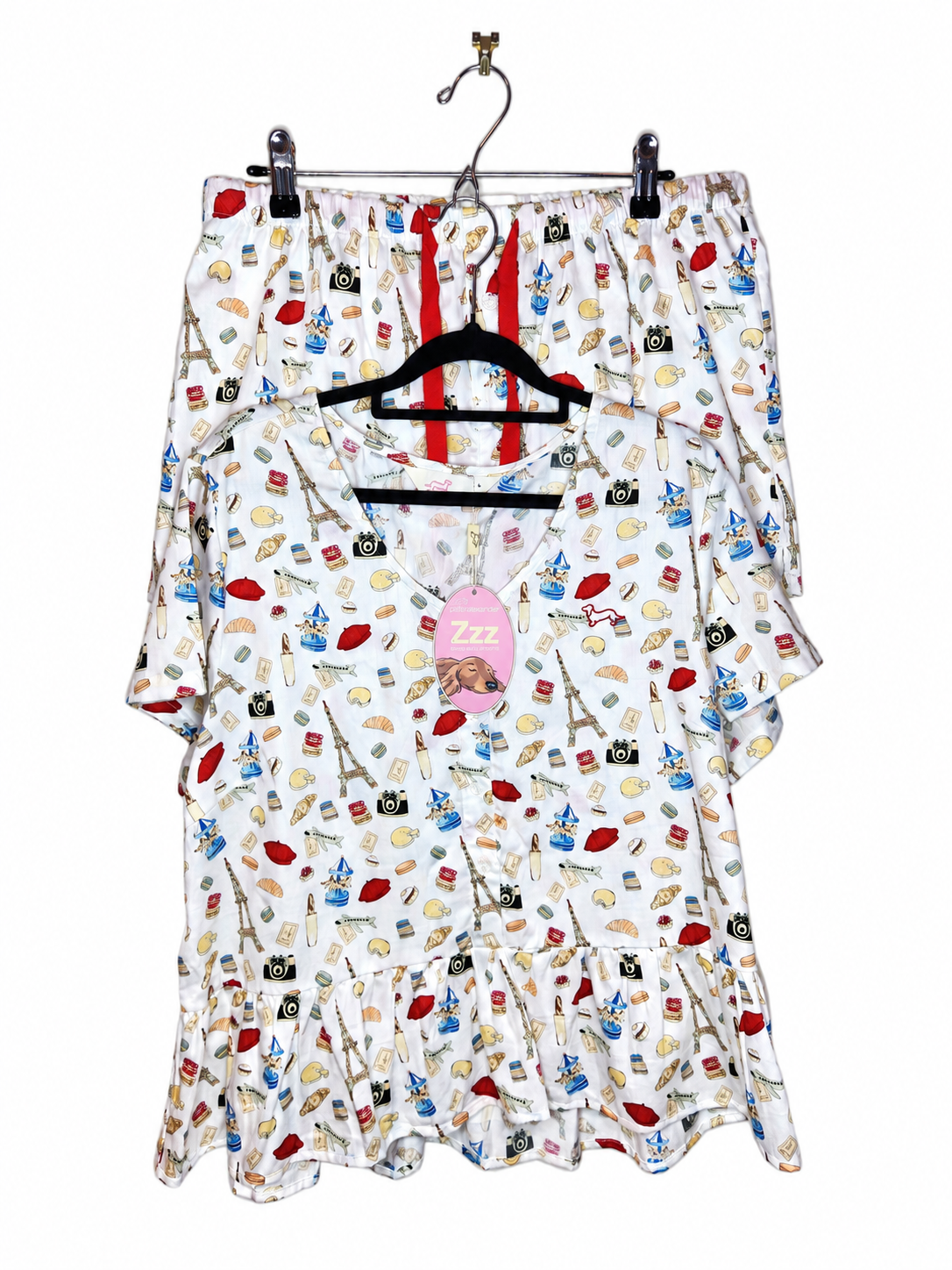 Peter Alexander Paris Print Ruffle PJ Set NEW (Size 12)