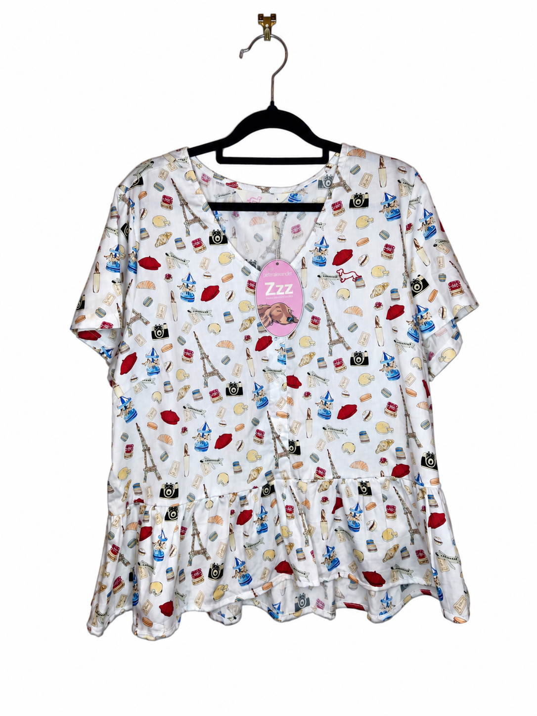 Peter Alexander Paris Print Ruffle PJ Set NEW (Size 12)