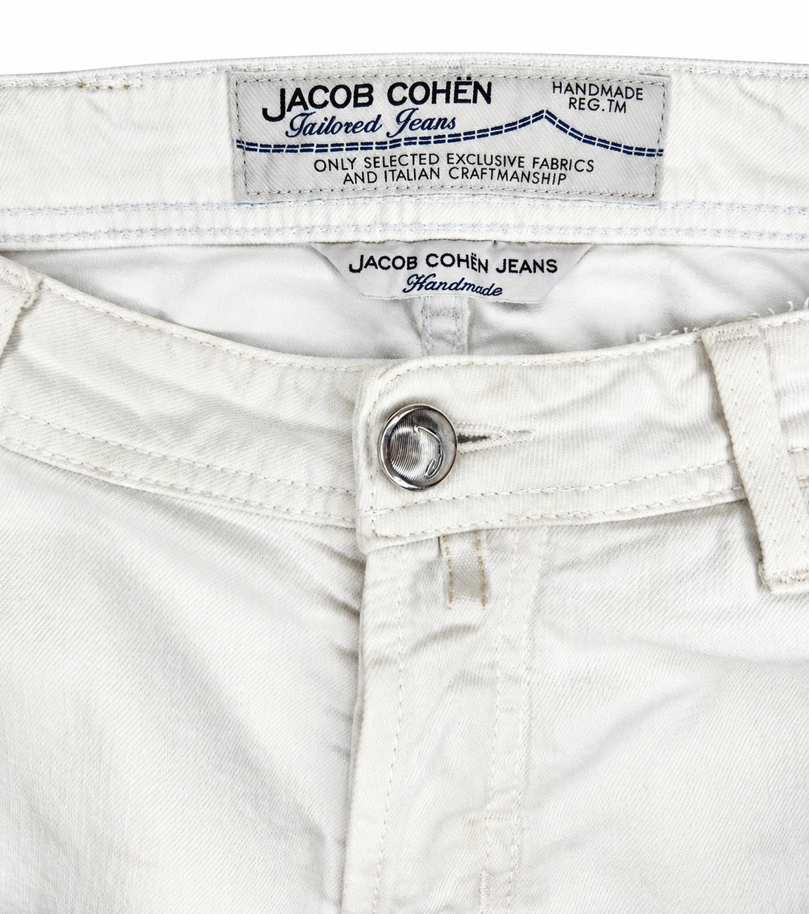 Jacob Cohen Premium Straight Leg Tailored Denim Jeans with Button Closure (Size L)