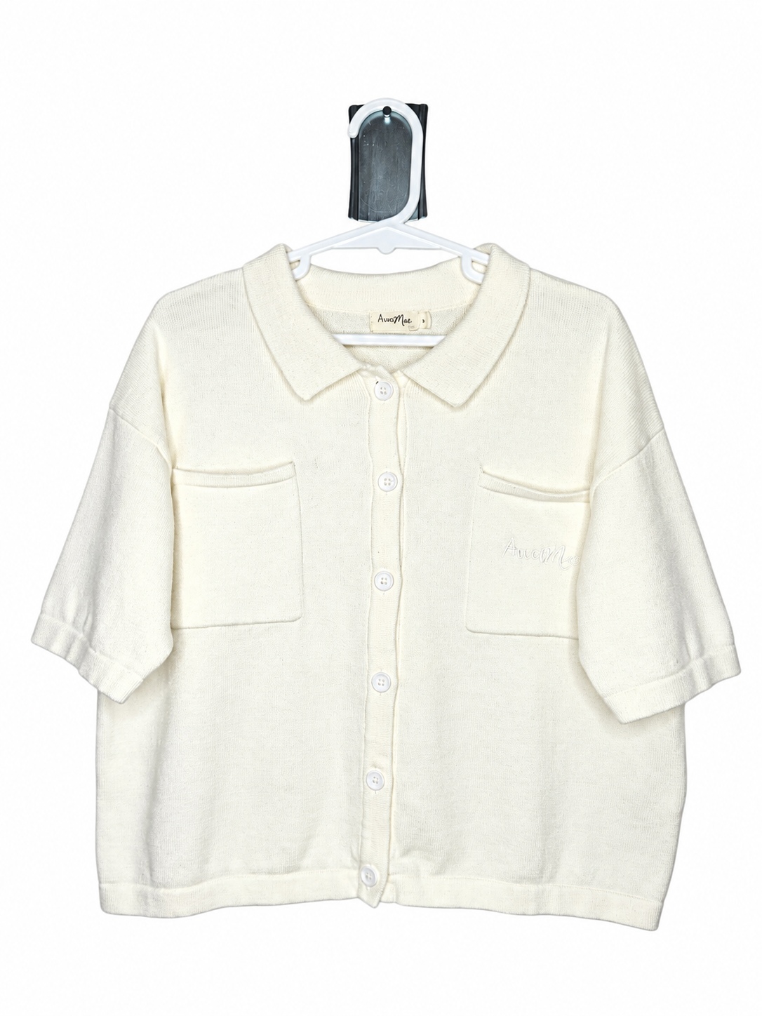 Awamae Oversized Knit Button-up Boxy Fit Polo Tee (Size 2 years)