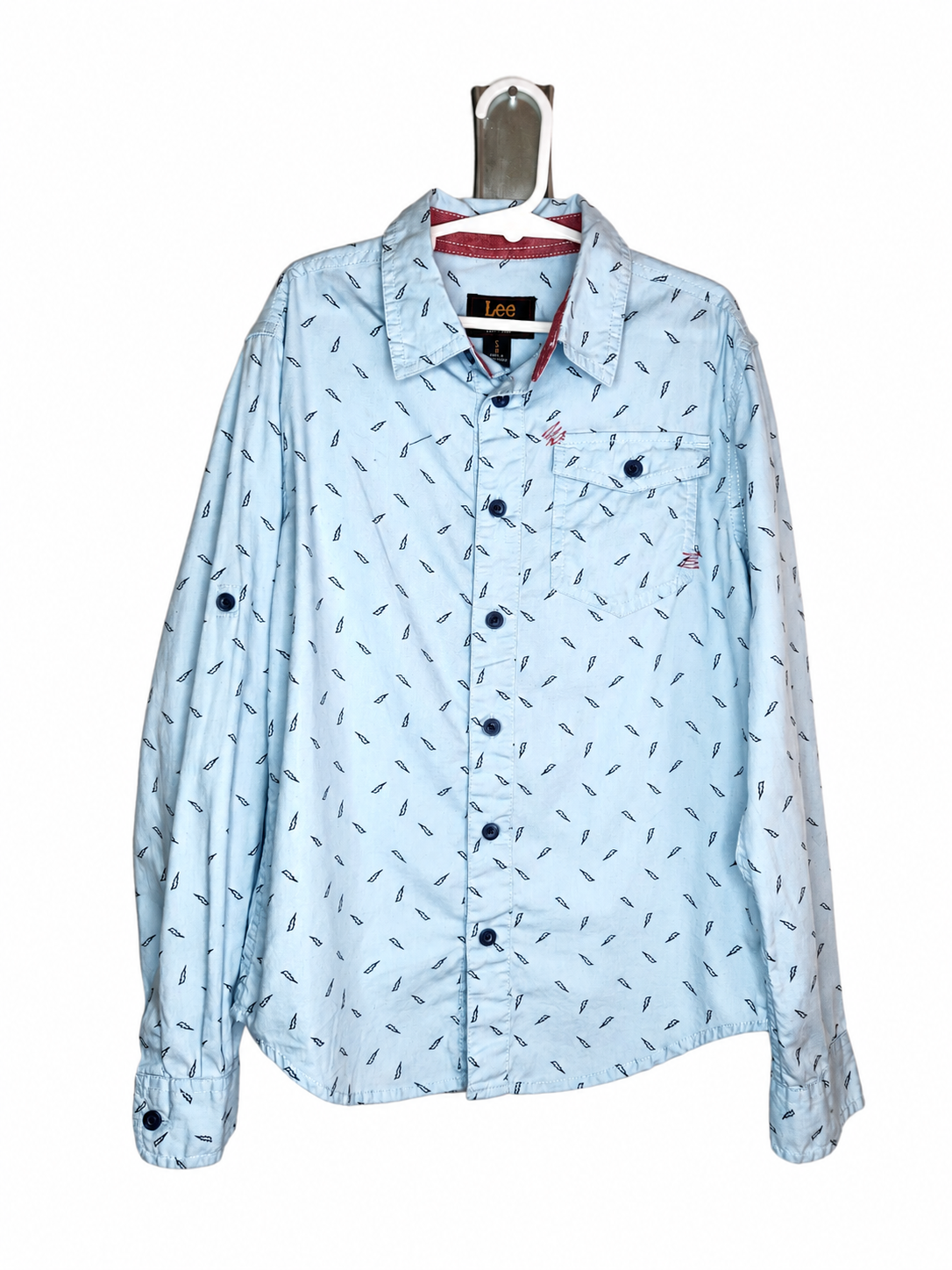 LEE Button-up Collared Shirt Smart Casual Lightening Bolt Print (Size 8 years)