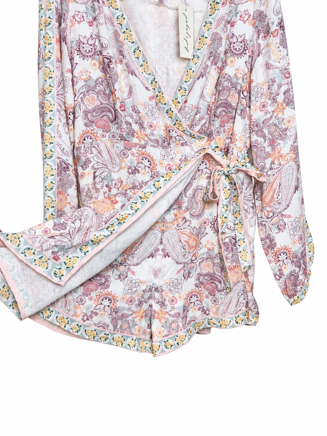 Petal & Pup Positano Paisley V Neck Wrap Playsuit NEW (Size 12)