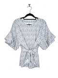 Seed Heritage Patterned Kimono Tie-hem Blouse (Size 10)