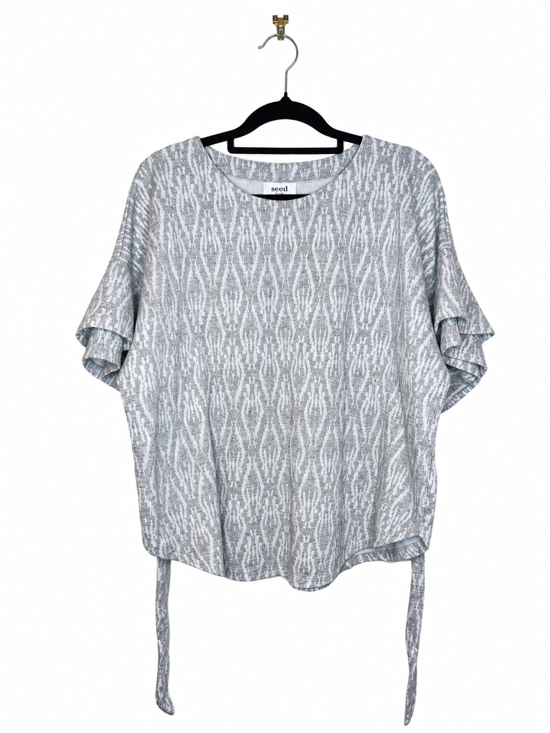Seed Heritage Patterned Kimono Tie-hem Blouse (Size 10)