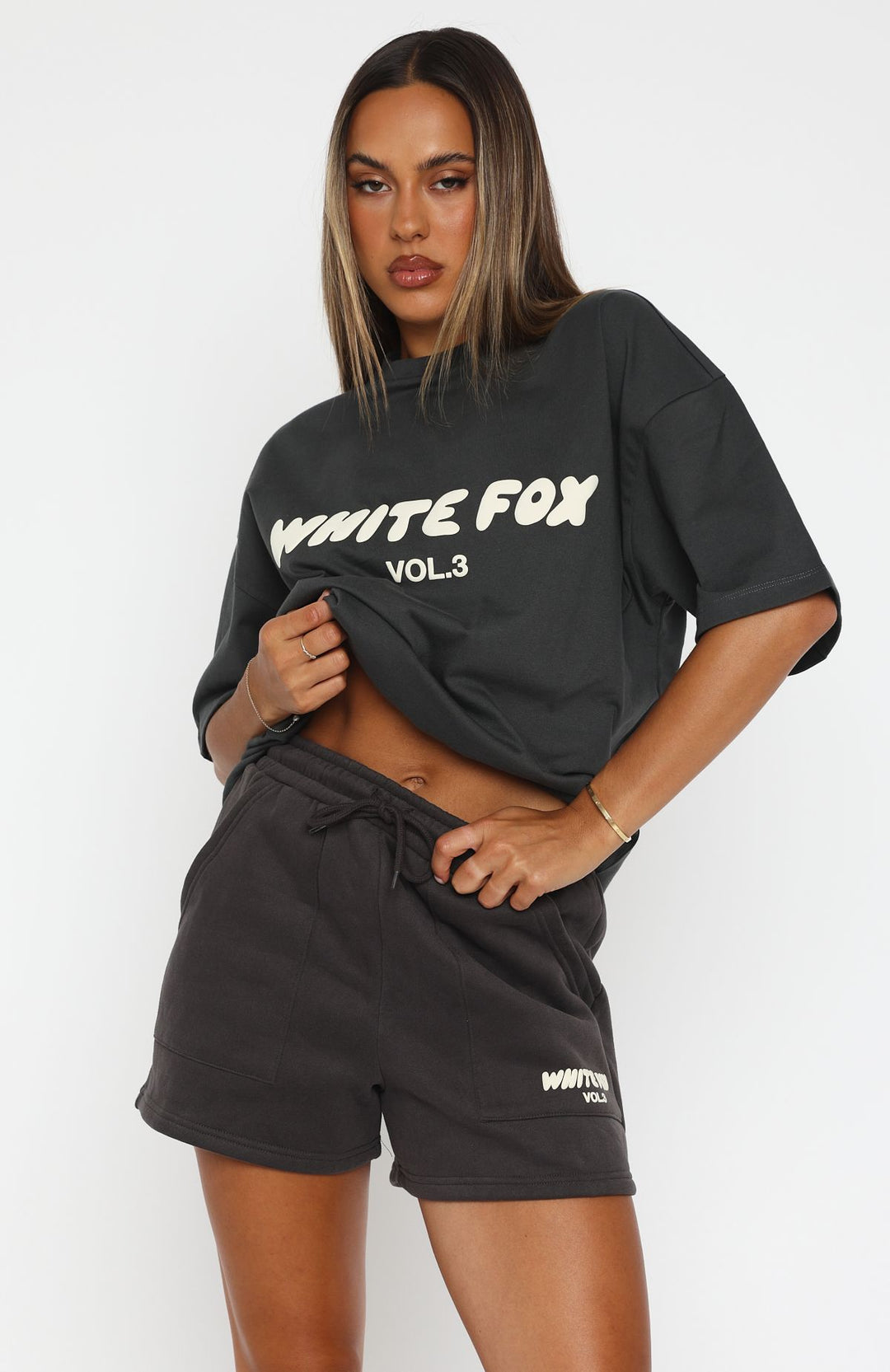 White Fox Fleece Lined Loose Fit Shorts NEW (Size 6)