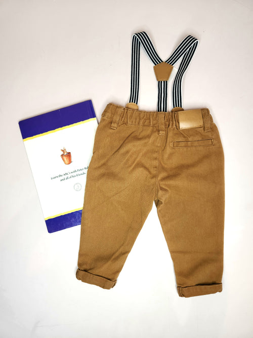 Beatrice Potter Peter Rabbit Suspender Pants + Book Set (Size 3-6m)