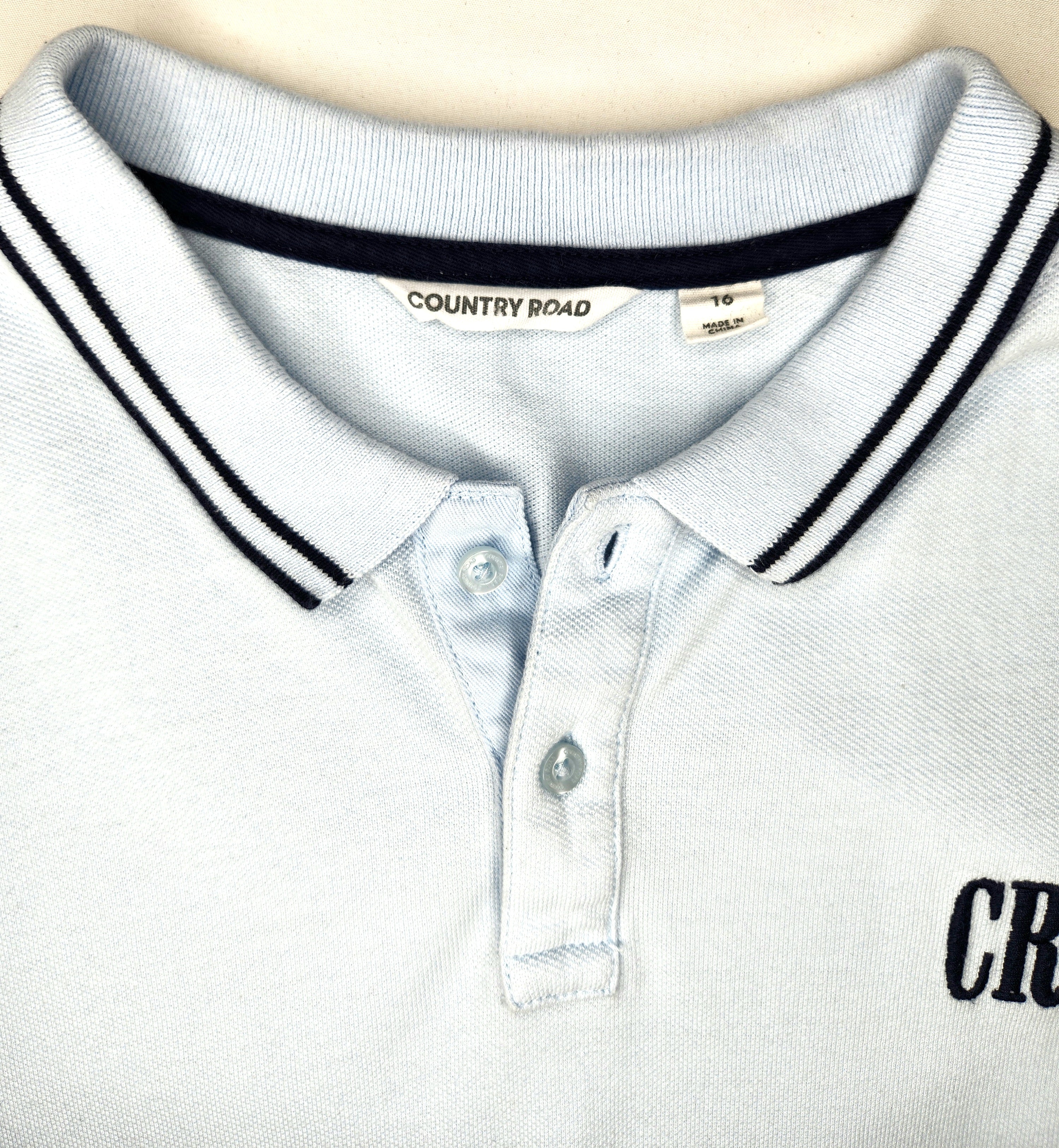 Country Road CR Logo Preppy Polo Shirt (Size 16 years)
