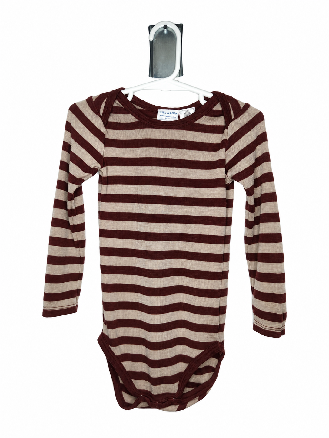 Milly & Milo 100% Merino Wool Long Sleeve Striped Bodysuit (Size 18-24m)