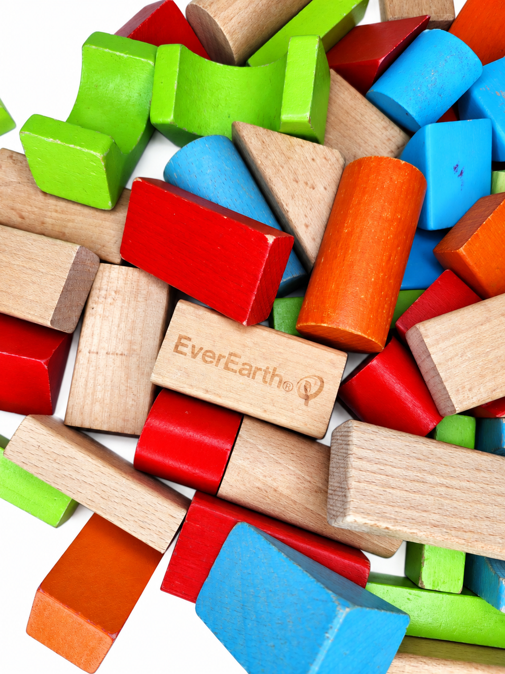 EverEarth Wooden Building Blocks 65 Pieces