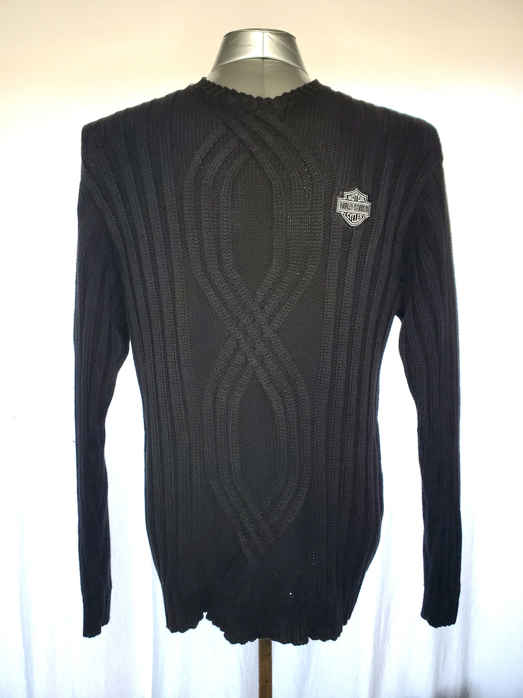Harley-Davidson Heavyweight Motorcycle Biker Cable Knit Sweater, Embroidered Logo (Size XL)