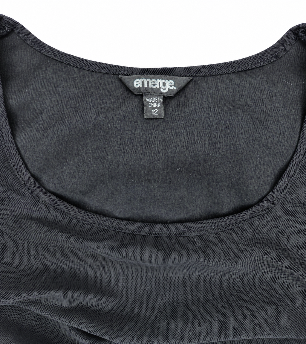 Emerge Ruched Sleeveless Lined Midi Dress (Size 12)