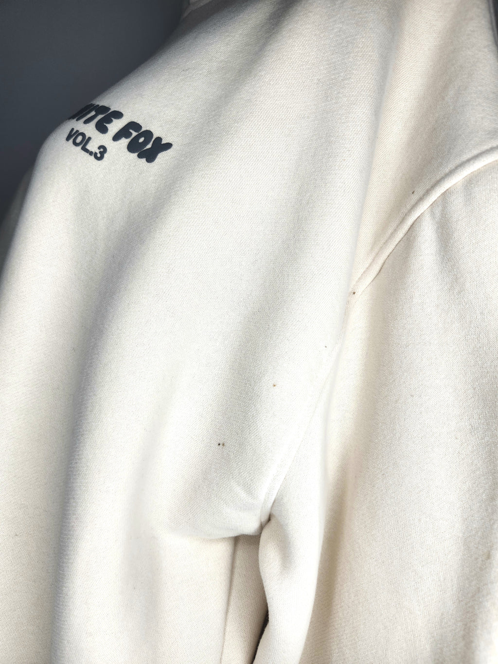 White Fox Fleece Lined Oversized Hooded Sweater (Size 14)