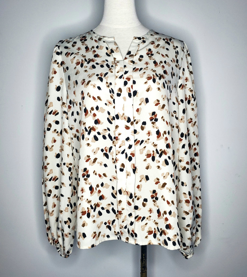 Long Sleeve Patterned Blouse (Size 10)