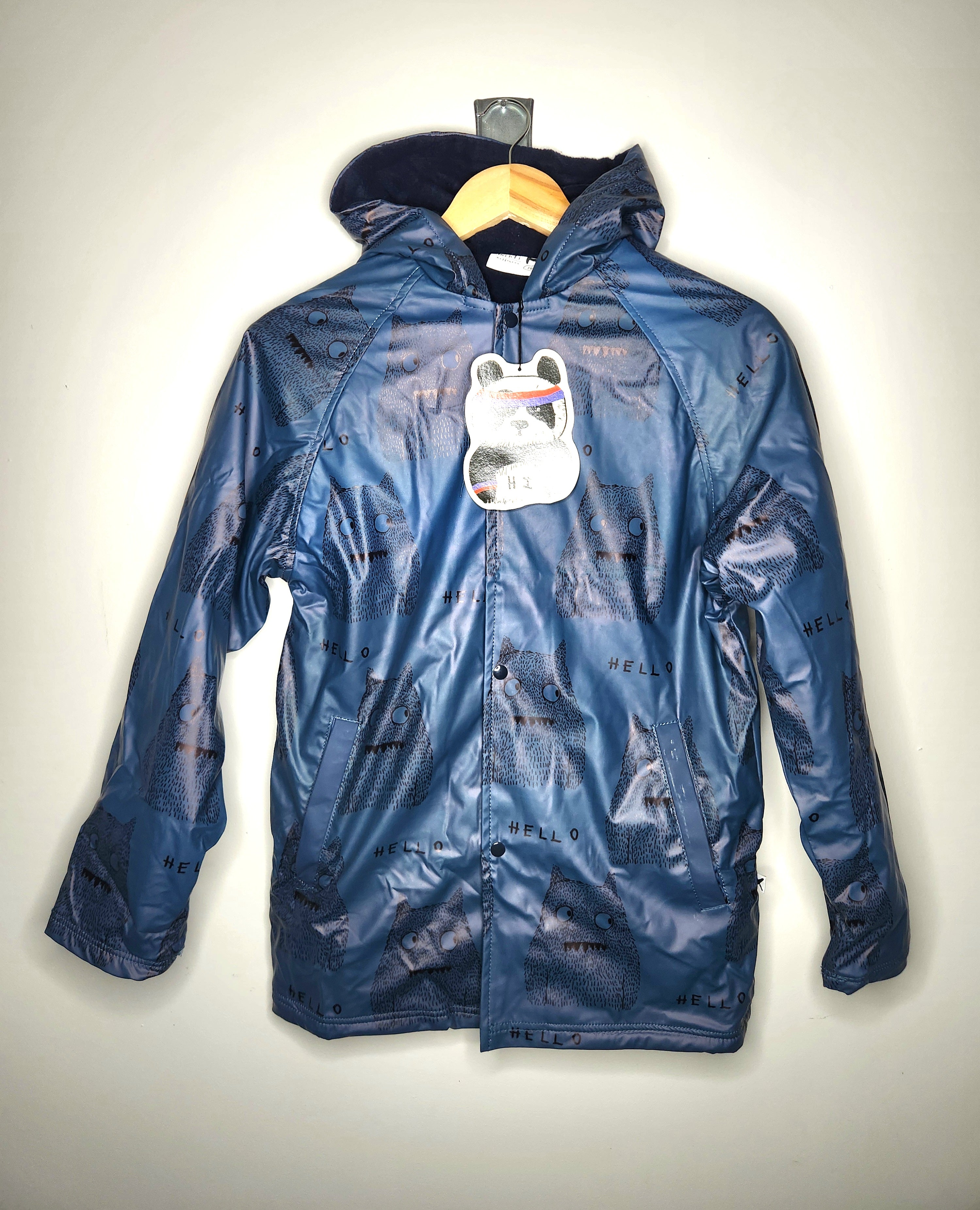 Minti Fleece Lined Hooded Button-up Waterproof Rain Jacket NEW (Size 14 years)