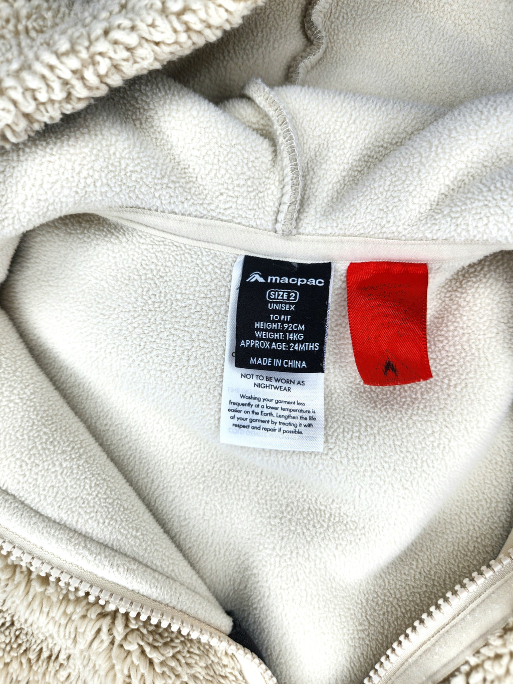 Macpac Hooded Teddy Fleece Jacket (Size 2 years)