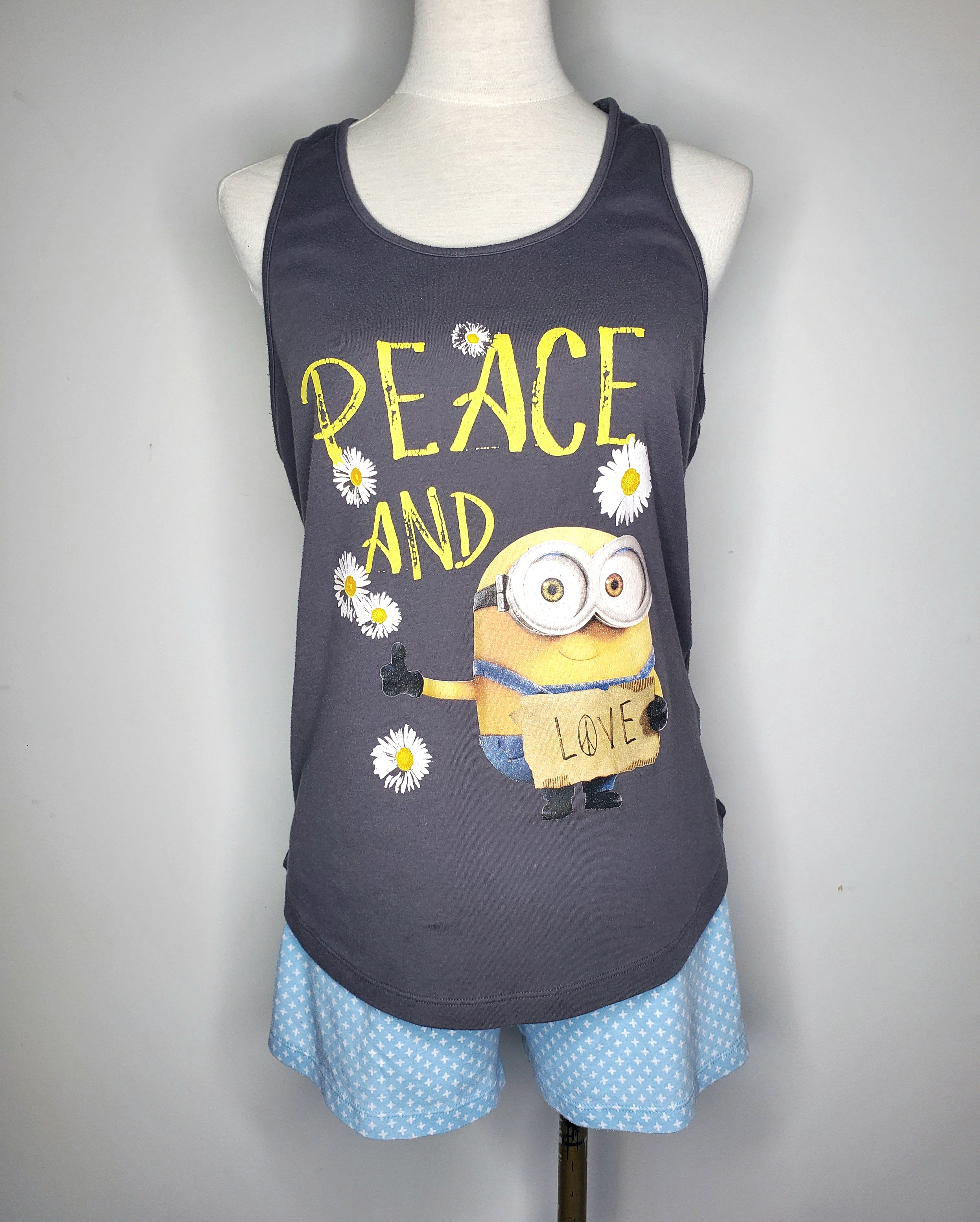 Minions Peace & Love Singlet + Shorts PJ Set (Size 10)