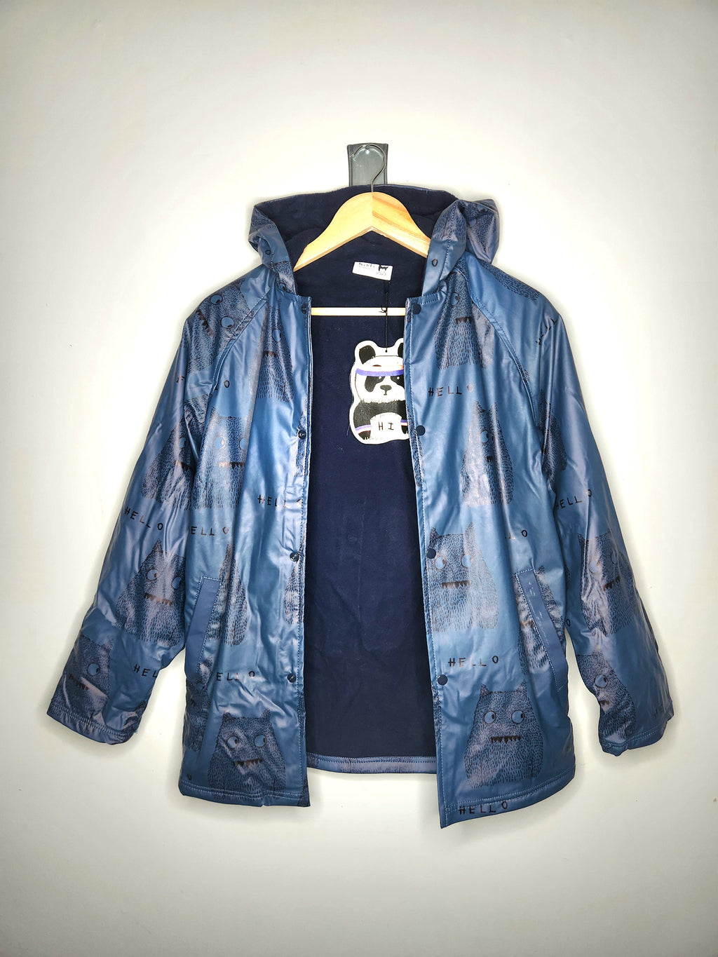 Minti Fleece Lined Hooded Button-up Waterproof Rain Jacket NEW (Size 14 years)