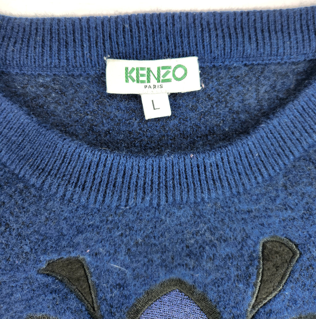 Kenzo Paris Wool Blend Designer Embroidered Eye Motif Sweater (Size 12-14 years)
