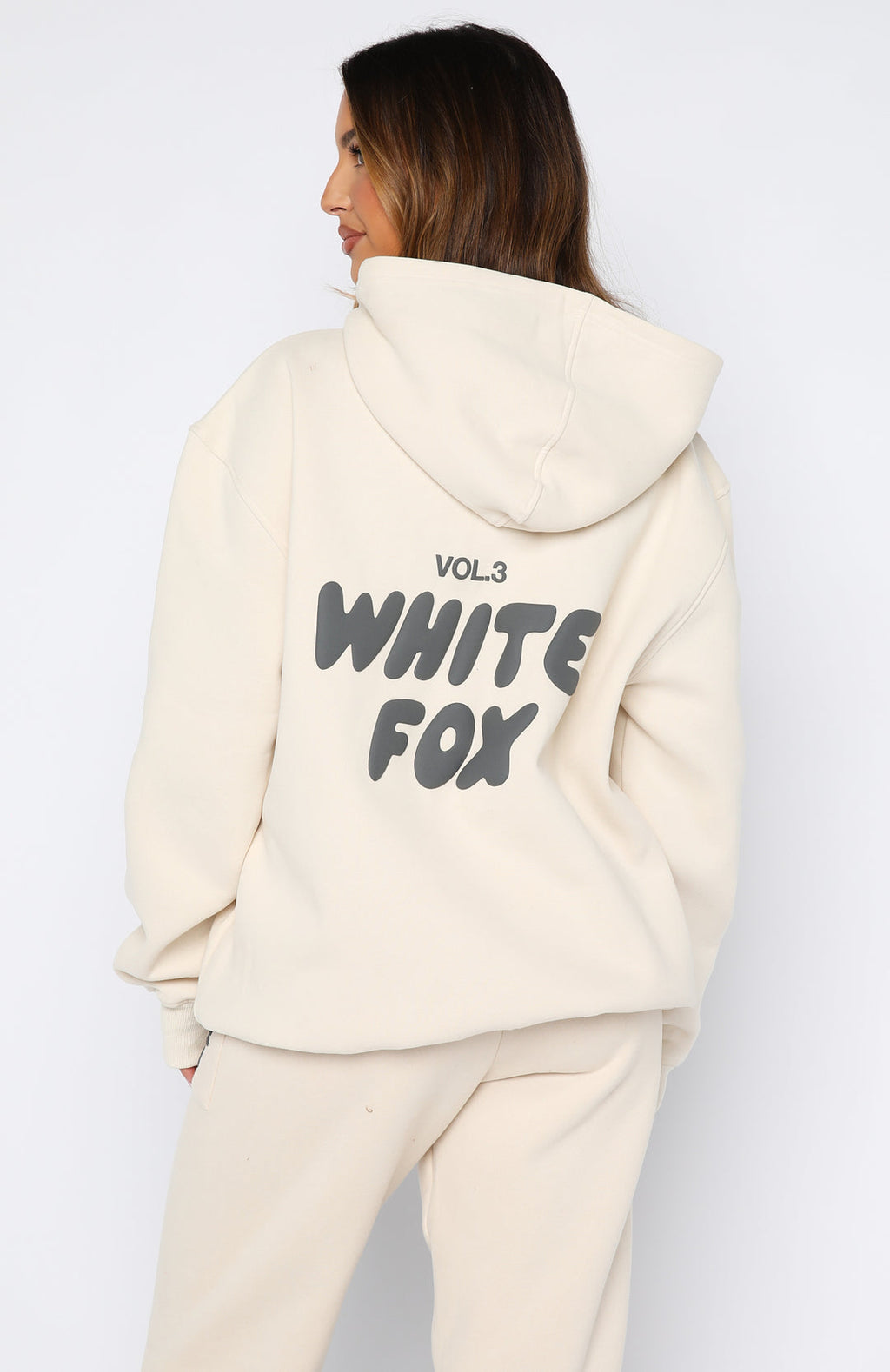 White Fox Fleece Lined Oversized Hooded Sweater (Size 14)