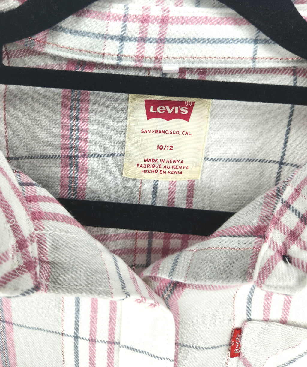 Levi's Checkered Glitter Flannel Shirt (Size 10-12 years)